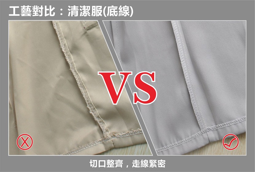 工藝對比:清潔服(底線)