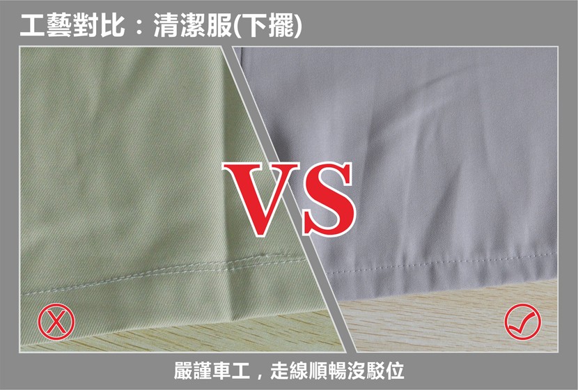 工藝對比:清潔服(下擺)