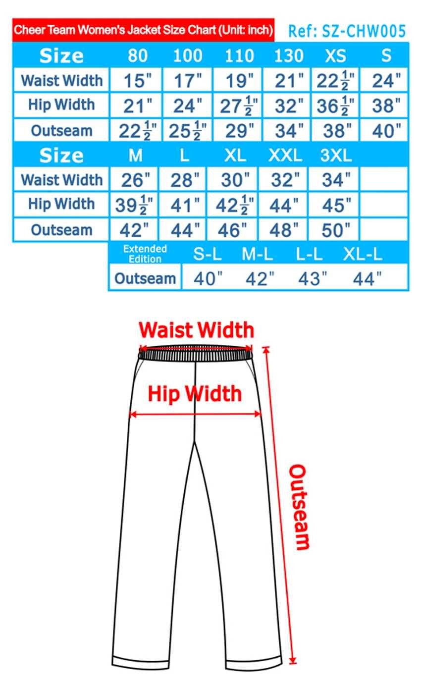 Cheer Team Women's Jacket Size Chart