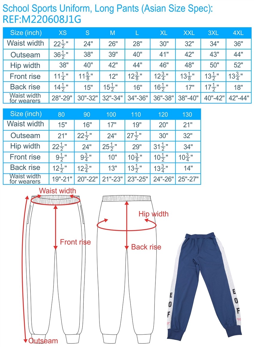 secondary school uniform size chart, schoolwear sizing guide, school ...
