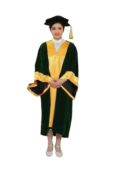 網上下單訂購榮譽博士畢業袍 香港教育大學 榮譽院士畢業服 墨鏡綠色畢業袍