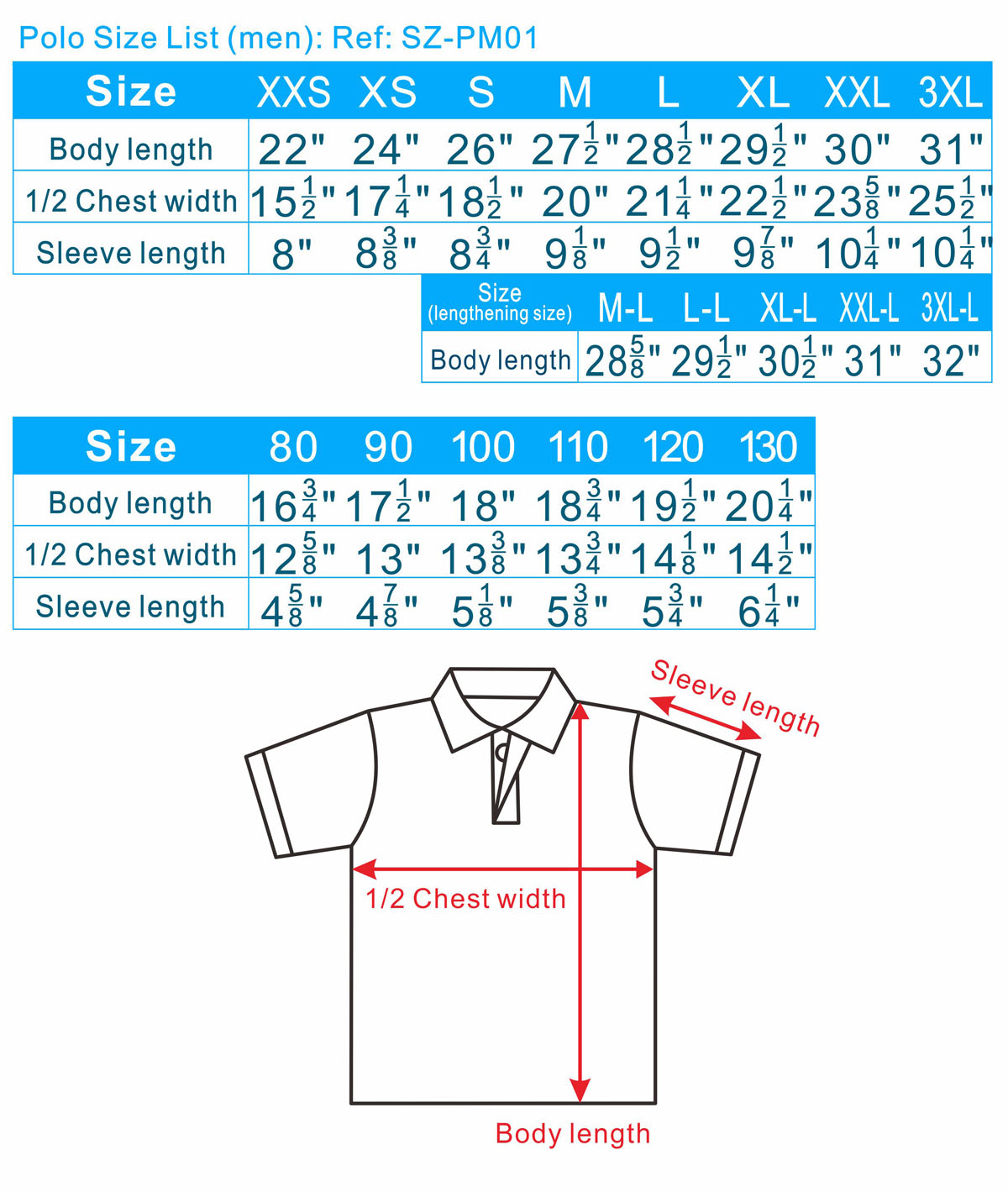 Size Chart Polo Shirt | vlr.eng.br