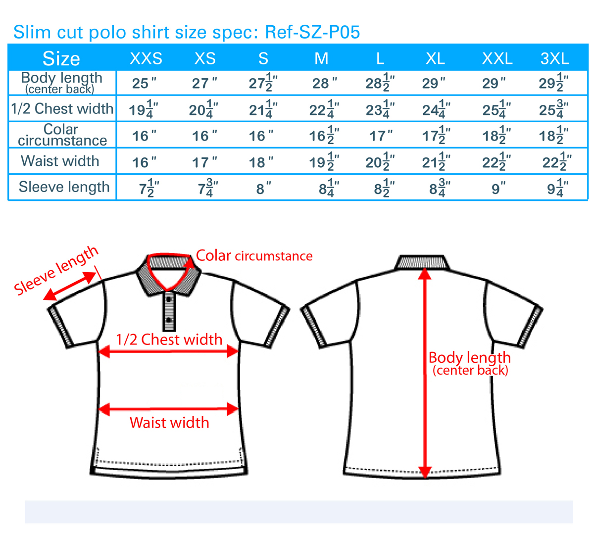 Polo T Shirt Measurement Chart | vlr.eng.br