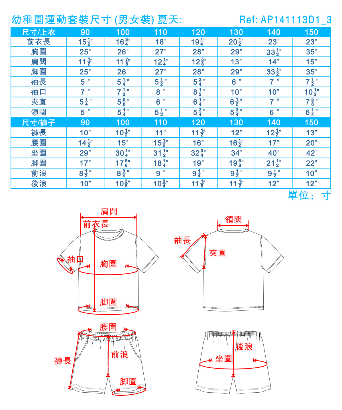 å¹¼ç¨åéåå¥è£å°ºå¯¸