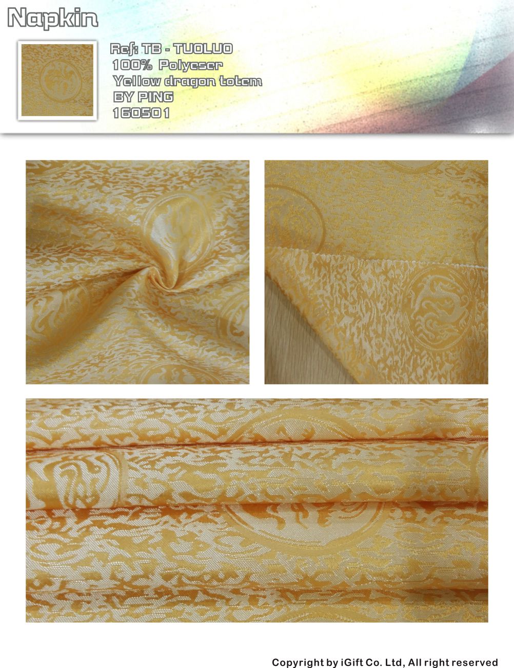 Napkin-yellow dragon totem
