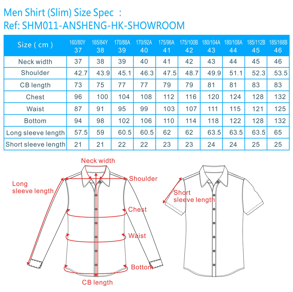 Men's Shirt Measurements Chart