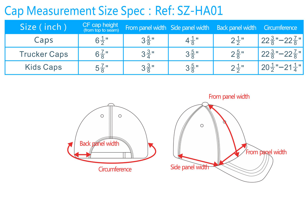 Baseball Hat Size Chart