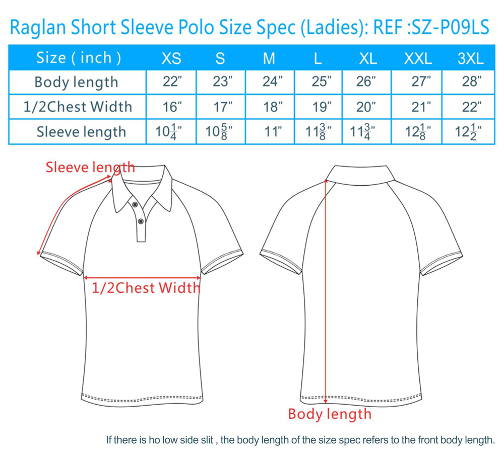 Polo Shirt Sizing Chart
