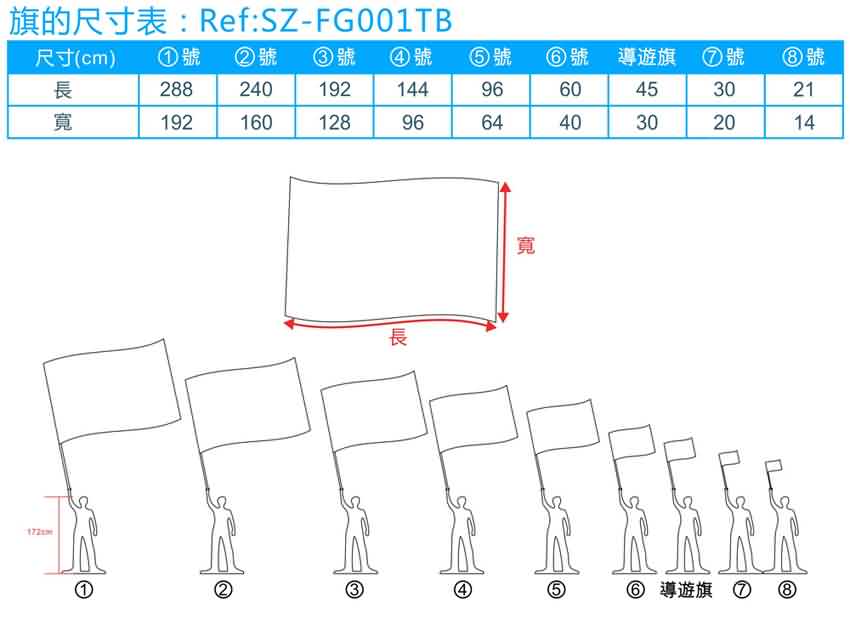 旗幟製造商 網上下單旗幟 旗幟尺寸表