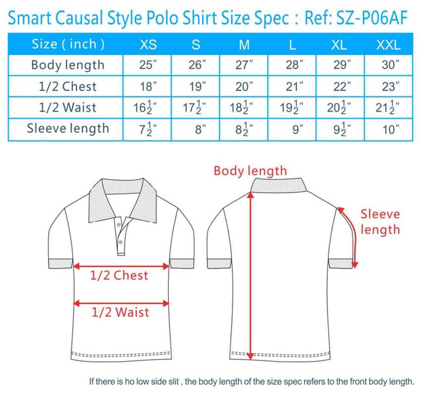 polo t shirt size chart, polo t-shirt size guide, mens polo t shirt ...