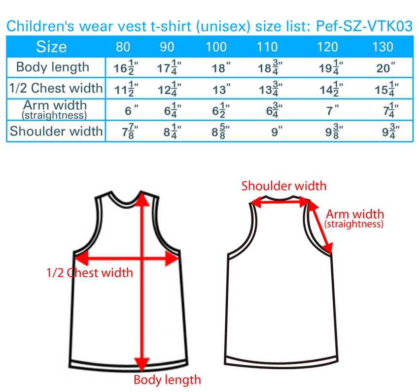 Mens Vest Size Chart