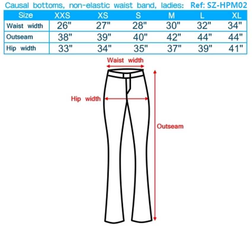 waist width to pant size