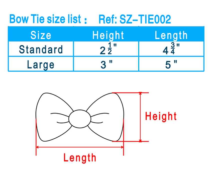 tie size chart, tie length chart, necktie size chart, necktie length
