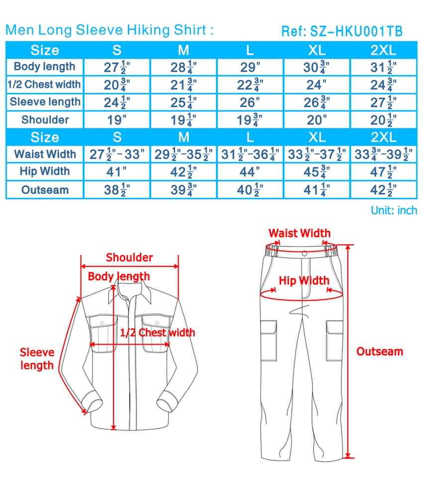 Unit Clothing Size Chart