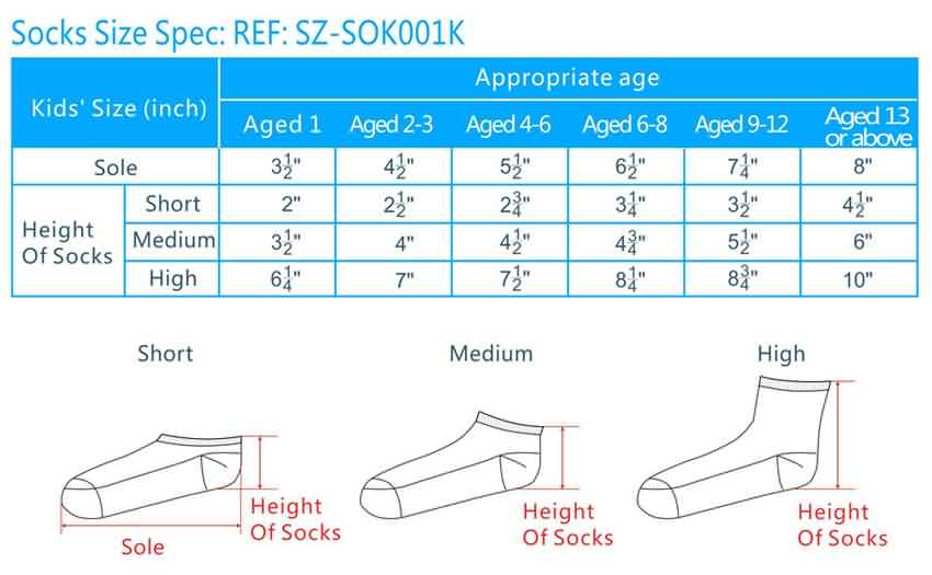 Kids Sock Size Chart