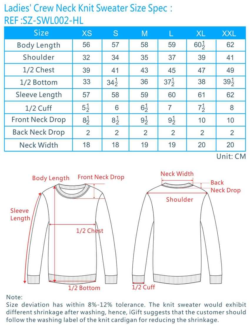 Ralph Cardigan Size Chart