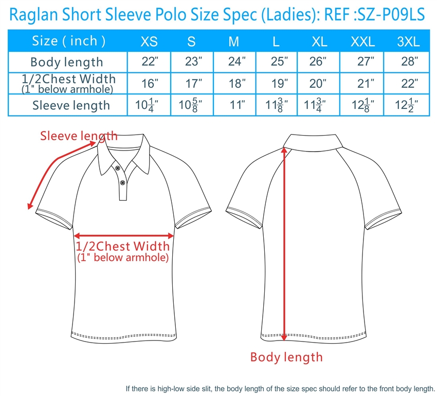 Polo Shirt Sizing Chart