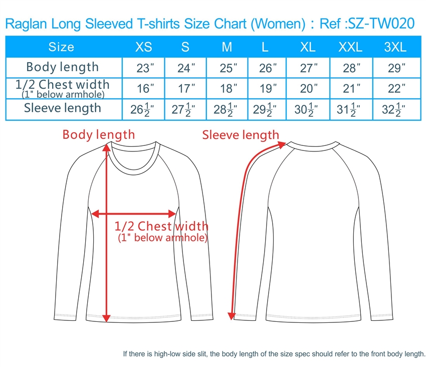 Long Sleeve Shirt Size Chart