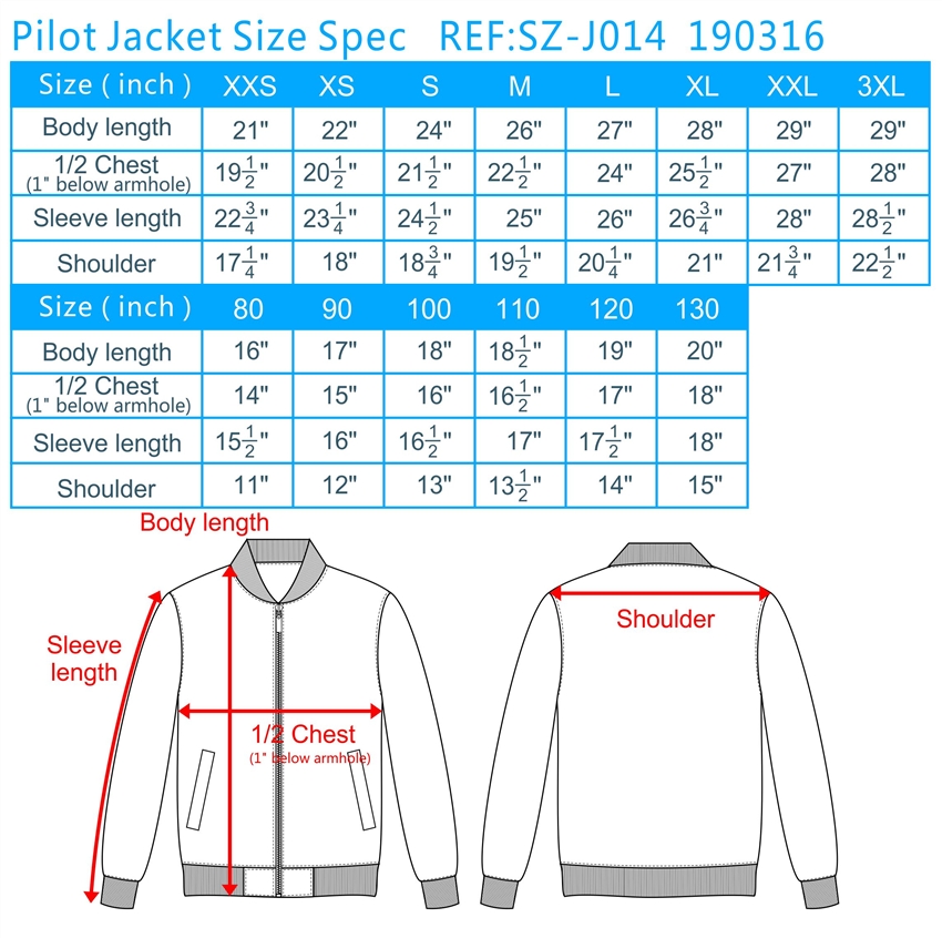 windbreaker sizing chart, windbreaker jacket size chart, mens ...