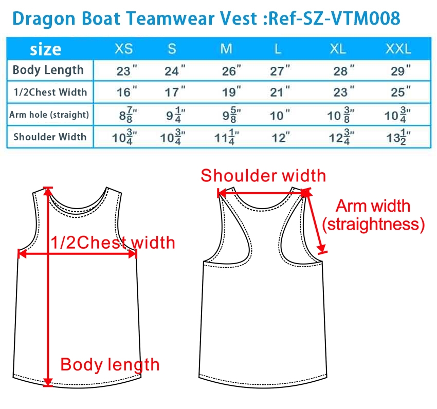 Size Chart For Men's Vests