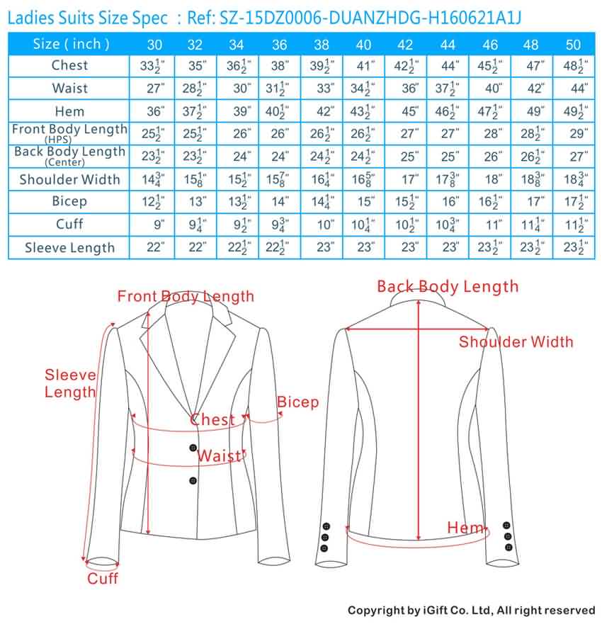 blazer size chart, mens blazer jacket size chart, ladies blazer size ...