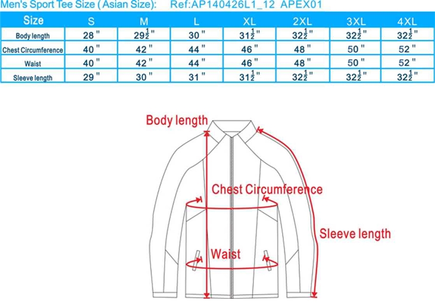 windbreaker sizing chart, windbreaker jacket size chart, mens