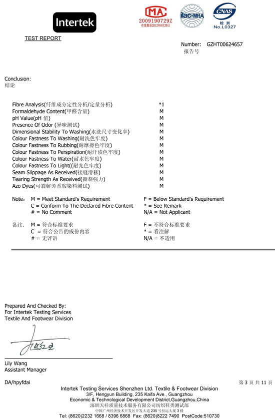 SGS Apparel Quality Inspection Report Page 3 — iGift Industrial Uniform Colour Fastness Testing