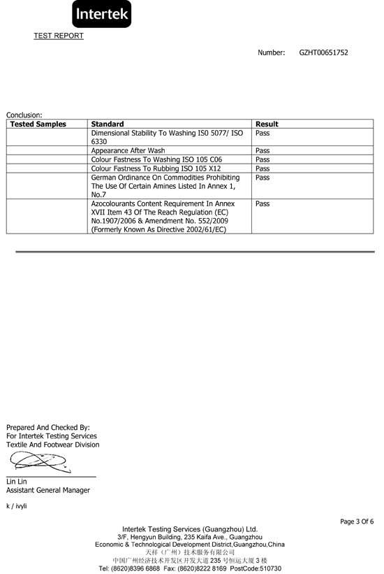 SGS Apparel Quality Inspection Report Page 5 — iGift Industrial Uniform REACH Compliance Testing